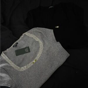 Wild Fable Black Lace Trim Top